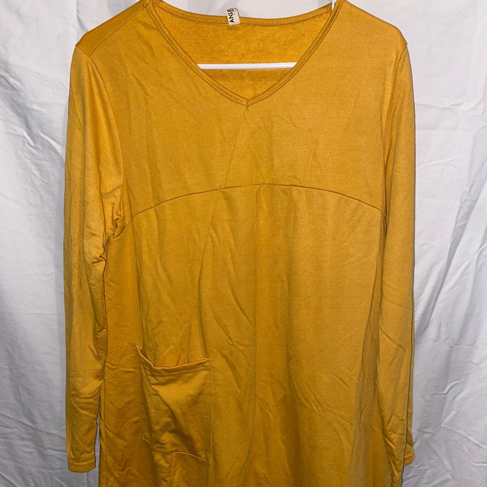 yellow long sleeve dress